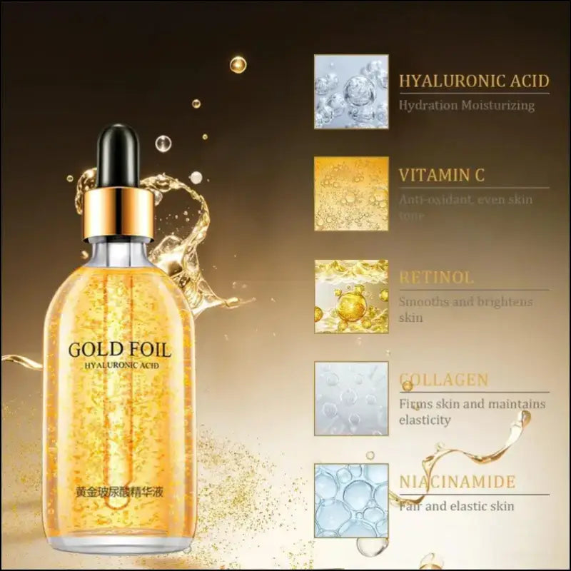 100ml 24K Gold Hyaluronic Acid Face Serum - Anti-Aging Lifting Whitening & Collagen Essence Skin Care - 24k Nicotinamide