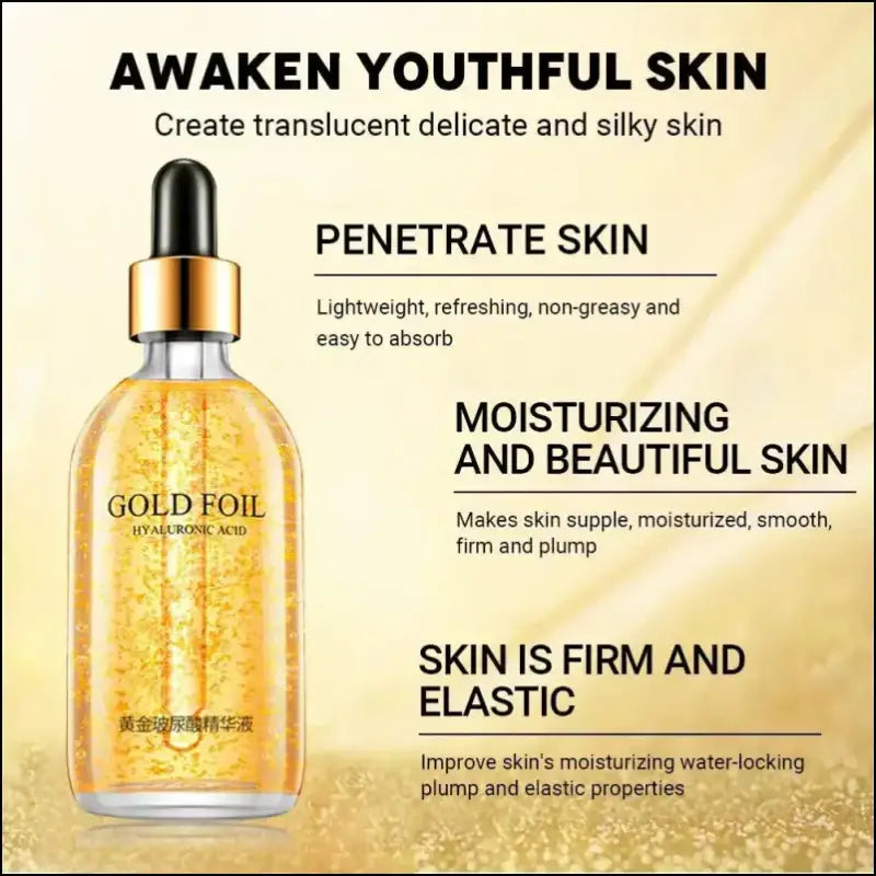 100ml 24K Gold Hyaluronic Acid Face Serum - Anti-Aging Lifting Whitening & Collagen Essence Skin Care - 24k Nicotinamide