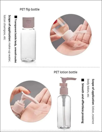 11PCS Travel Bottles Set with Storage Bag – Size Empty Liquid Containers Cream & Lotion Fine Mist Spray Bottle