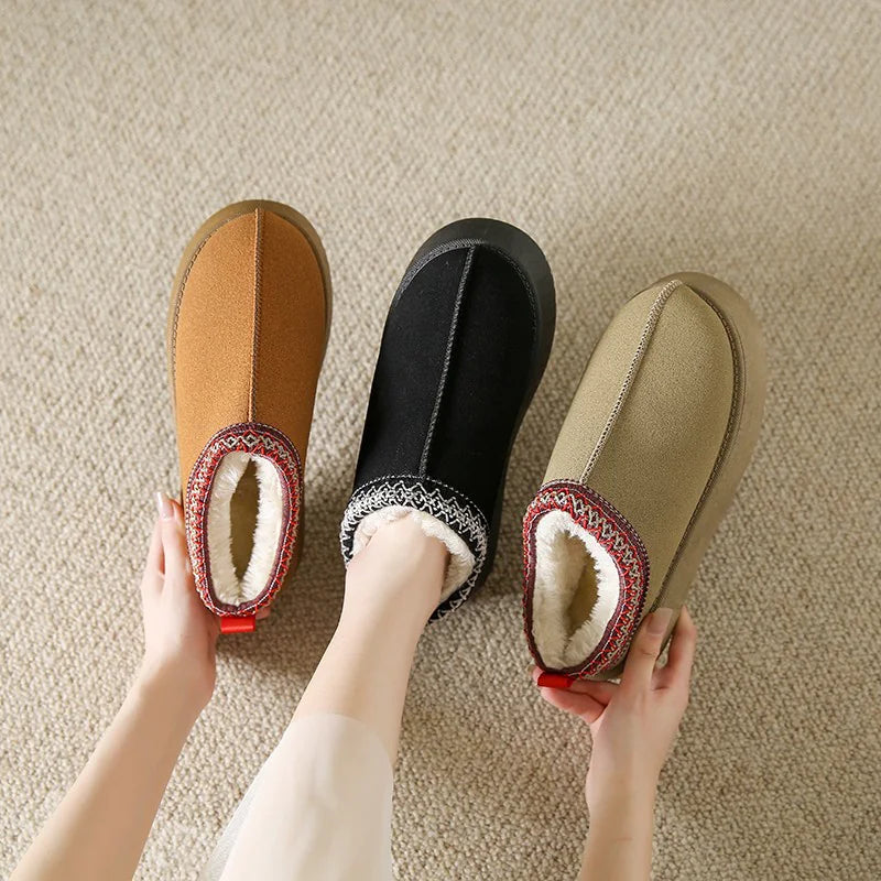 Women's Plush Fleece Half Slippers with Thick Bottom