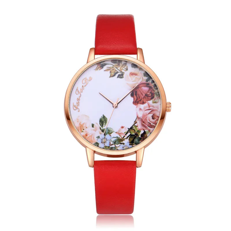 Flower Pattern Thin Strap Watch