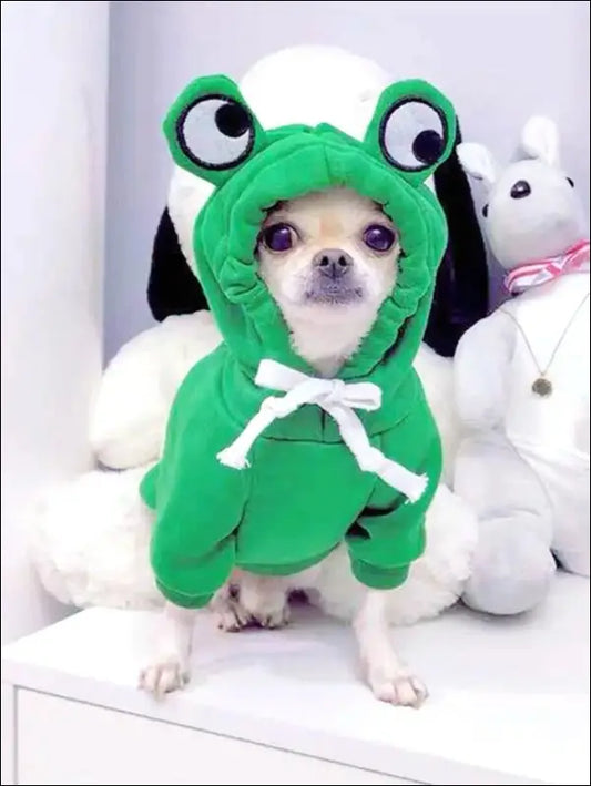 1PC Cute Frog Dog Sweater – Green Pet Hoodie for Small & Medium Dogs Cozy and Stylish Design - with Fun