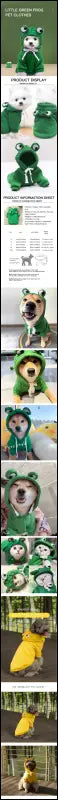 1PC Cute Frog Dog Sweater – Green Pet Hoodie for Small & Medium Dogs Cozy and Stylish Design - with Fun