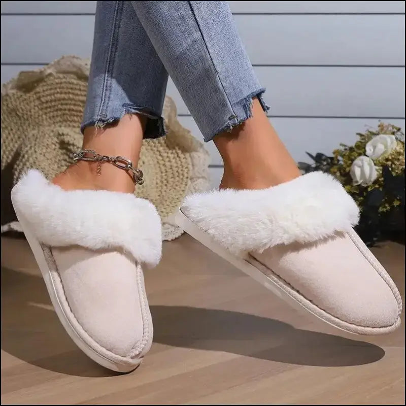 ’2023 Women’s Winter Warm Fur Slippers - Fluffy Faux Suede Non-Slip Indoor Comfort Slides’ - Slipper