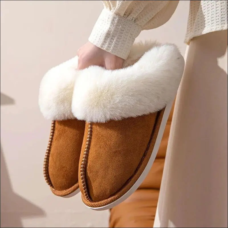 ’2023 Women’s Winter Warm Fur Slippers - Fluffy Faux Suede Non-Slip Indoor Comfort Slides’ - Slipper