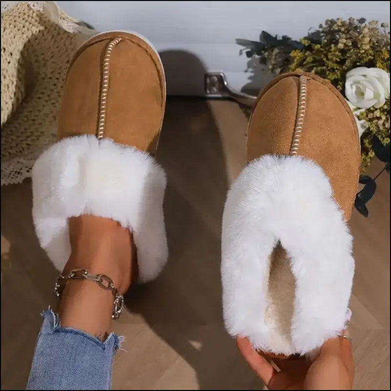 ’2023 Women’s Winter Warm Fur Slippers - Fluffy Faux Suede Non-Slip Indoor Comfort Slides’ - Slipper