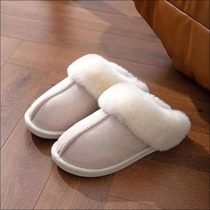 ’2023 Women’s Winter Warm Fur Slippers - Fluffy Faux Suede Non-Slip Indoor Comfort Slides’ - Beige / 36-37(fit