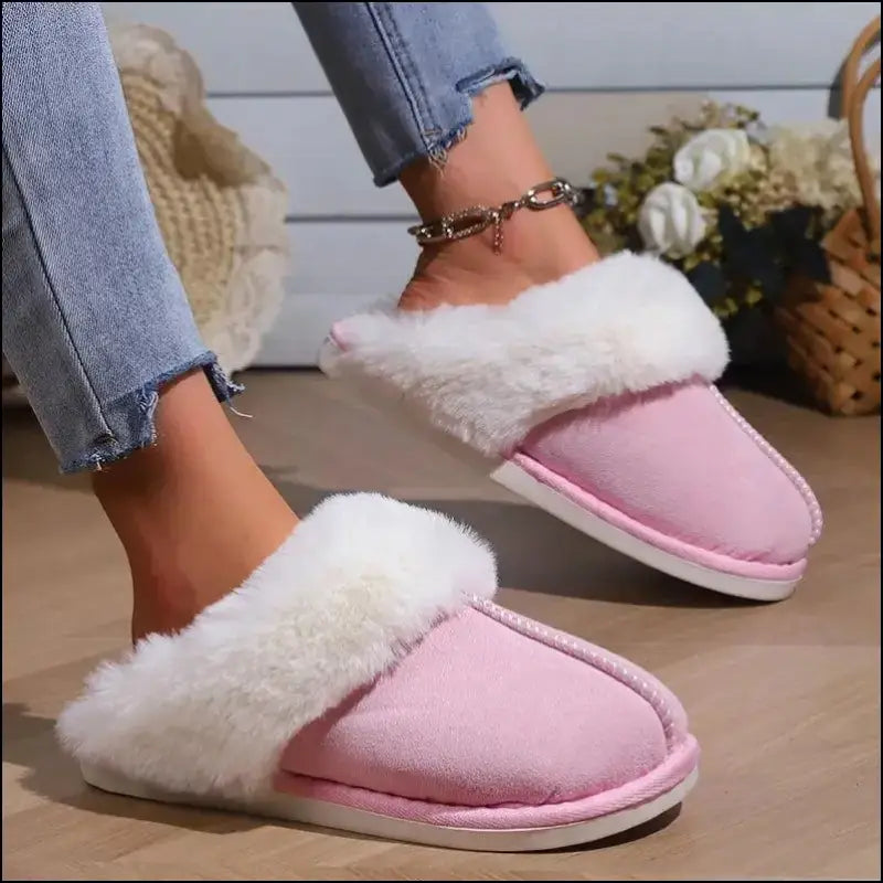 ’2023 Women’s Winter Warm Fur Slippers - Fluffy Faux Suede Non-Slip Indoor Comfort Slides’ - Slipper