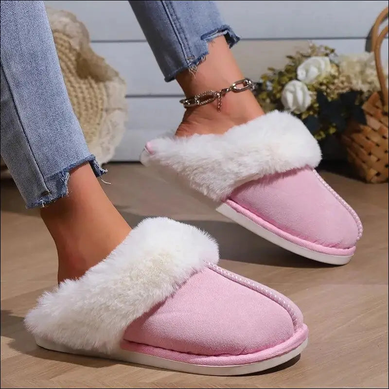 ’2023 Women’s Winter Warm Fur Slippers - Fluffy Faux Suede Non-Slip Indoor Comfort Slides’ - Slipper