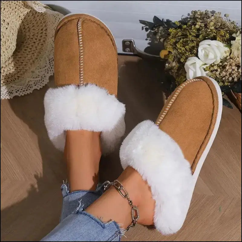 ’2023 Women’s Winter Warm Fur Slippers - Fluffy Faux Suede Non-Slip Indoor Comfort Slides’ - Slipper