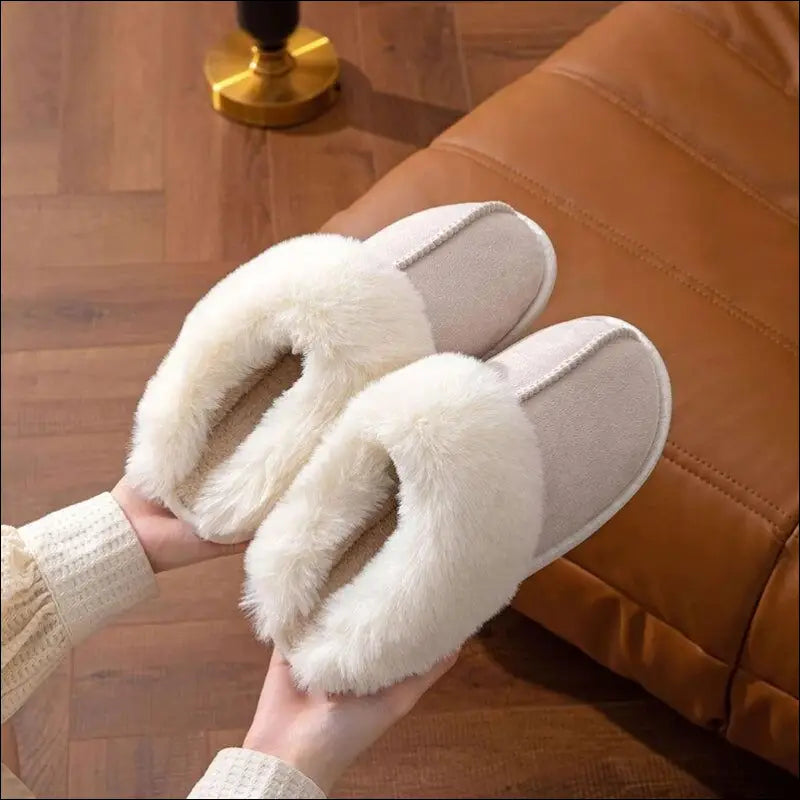 ’2023 Women’s Winter Warm Fur Slippers - Fluffy Faux Suede Non-Slip Indoor Comfort Slides’ - Slipper