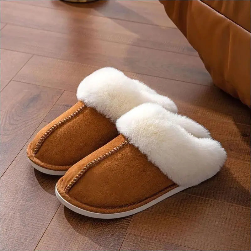 ’2023 Women’s Winter Warm Fur Slippers - Fluffy Faux Suede Non-Slip Indoor Comfort Slides’ - Brown / 36-37(fit