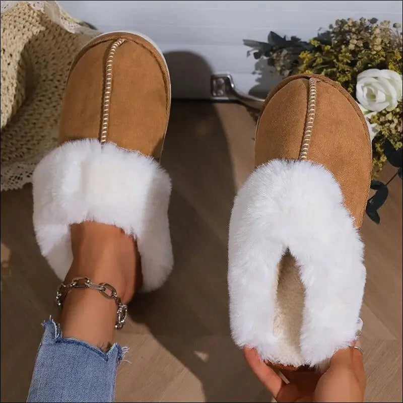 ’2023 Women’s Winter Warm Fur Slippers - Fluffy Faux Suede Non-Slip Indoor Comfort Slides’ - Slipper