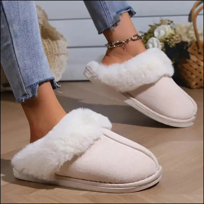 ’2023 Women’s Winter Warm Fur Slippers - Fluffy Faux Suede Non-Slip Indoor Comfort Slides’ - Slipper