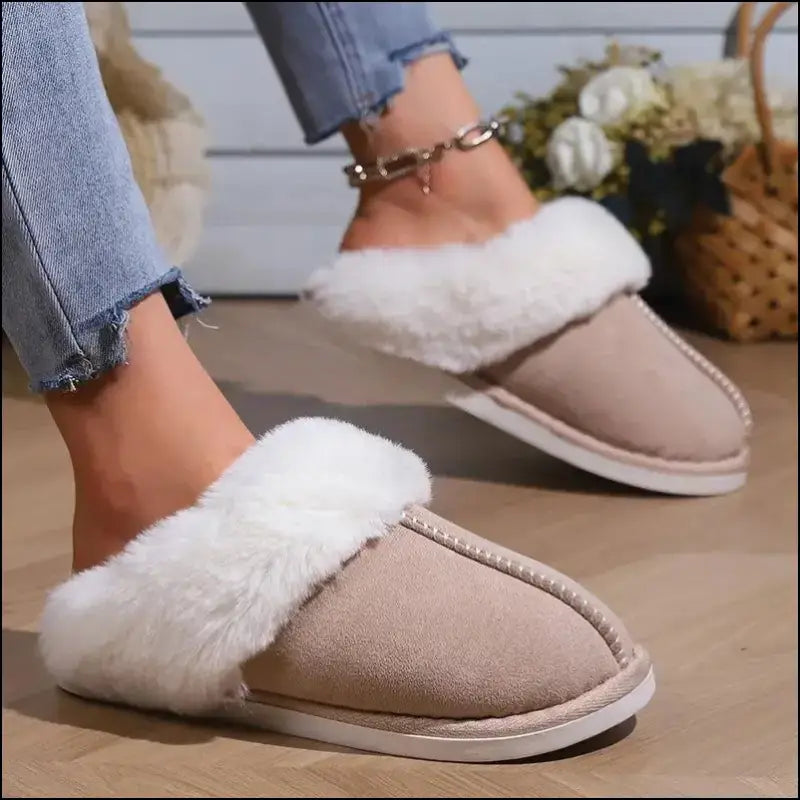 ’2023 Women’s Winter Warm Fur Slippers - Fluffy Faux Suede Non-Slip Indoor Comfort Slides’ - Slipper