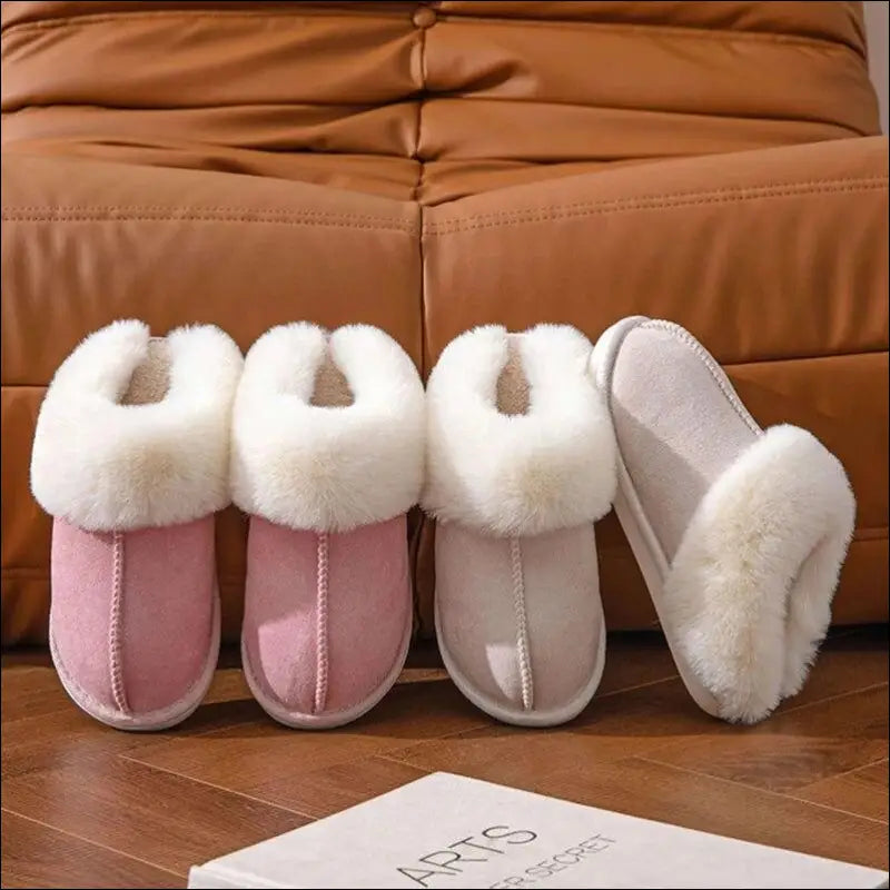 ’2023 Women’s Winter Warm Fur Slippers - Fluffy Faux Suede Non-Slip Indoor Comfort Slides’ - Slipper