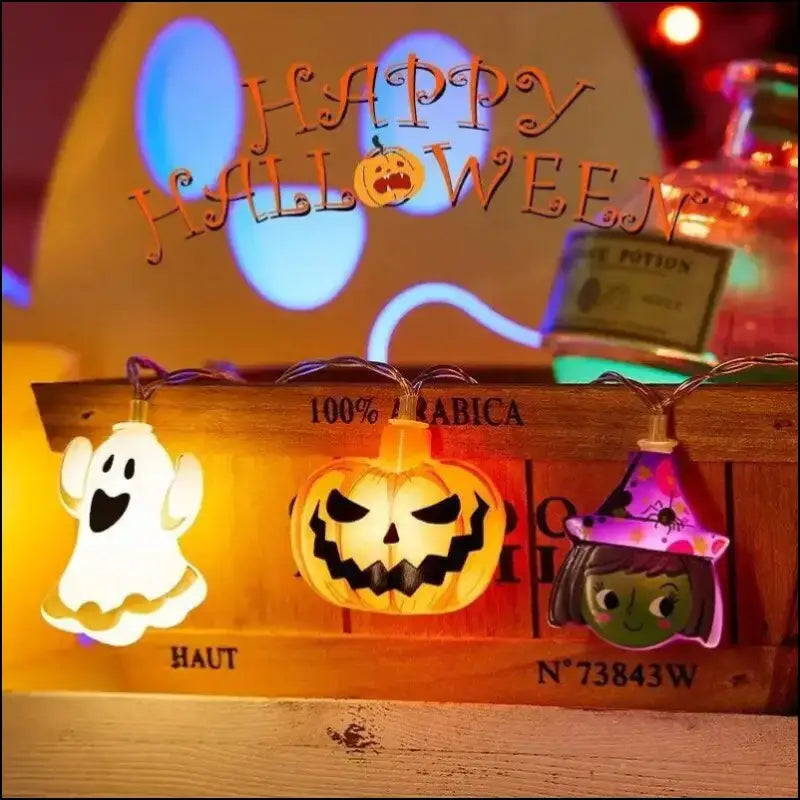 2024 Halloween LED String Lights | Ghost Pumpkin Cat & Spider Web Decor | Indoor Outdoor Party Decorations - Night Light