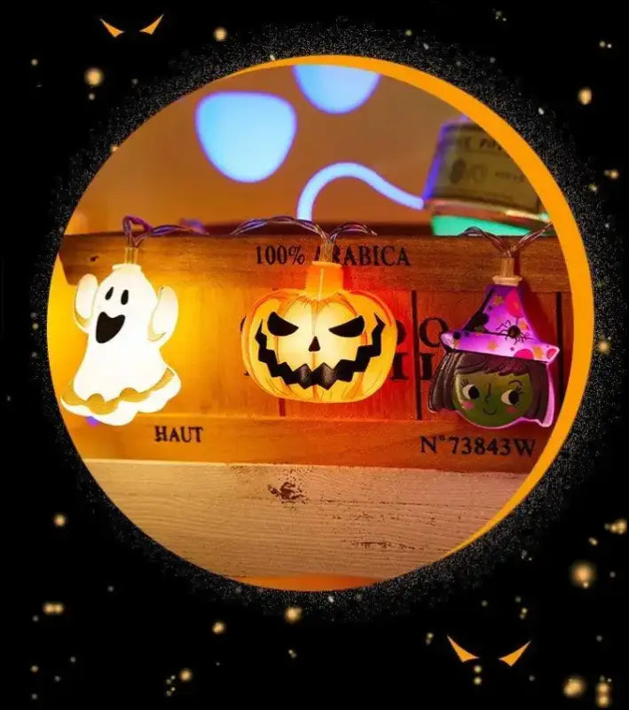 2024 Halloween LED String Lights | Ghost Pumpkin Cat & Spider Web Decor | Indoor Outdoor Party Decorations - Night Light