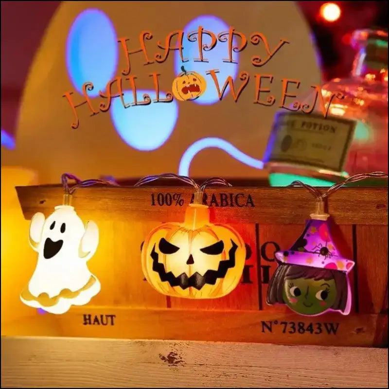 2024 Halloween LED String Lights | Ghost Pumpkin Cat & Spider Web Decor | Indoor Outdoor Party Decorations - Night Light