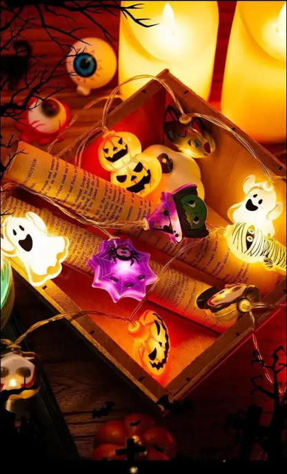 2024 Halloween LED String Lights | Ghost Pumpkin Cat & Spider Web Decor | Indoor Outdoor Party Decorations - Night Light