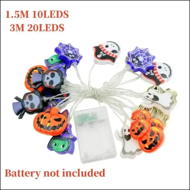 2024 Halloween LED String Lights | Ghost Pumpkin Cat & Spider Web Decor | Indoor Outdoor Party Decorations - Night Light