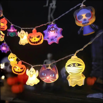 2024 Halloween LED String Lights | Ghost Pumpkin Cat & Spider Web Decor | Indoor Outdoor Party Decorations - Night Light