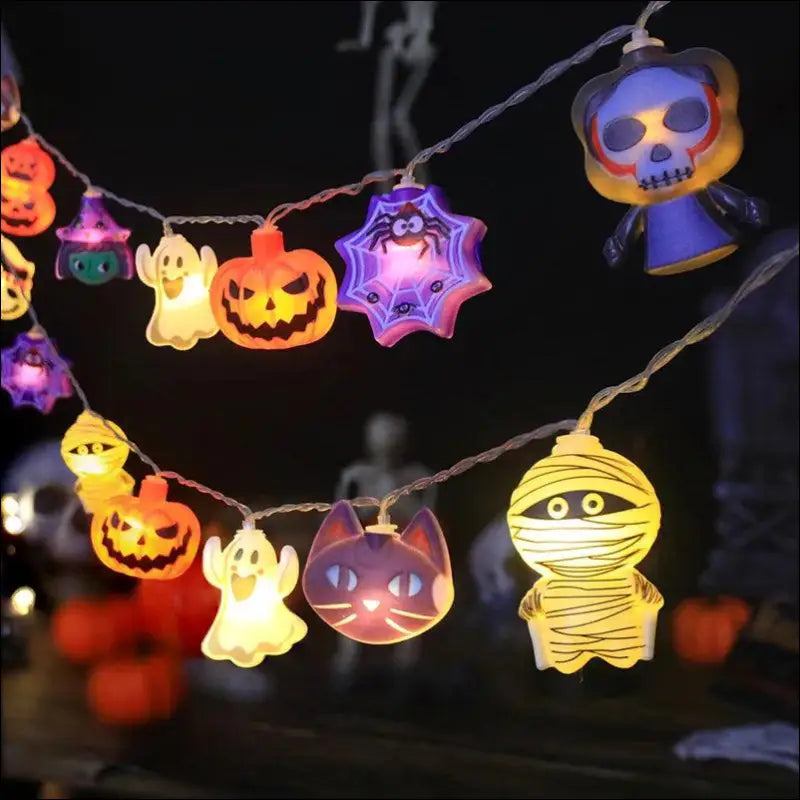 2024 Halloween LED String Lights | Ghost Pumpkin Cat & Spider Web Decor | Indoor Outdoor Party Decorations - Night Light