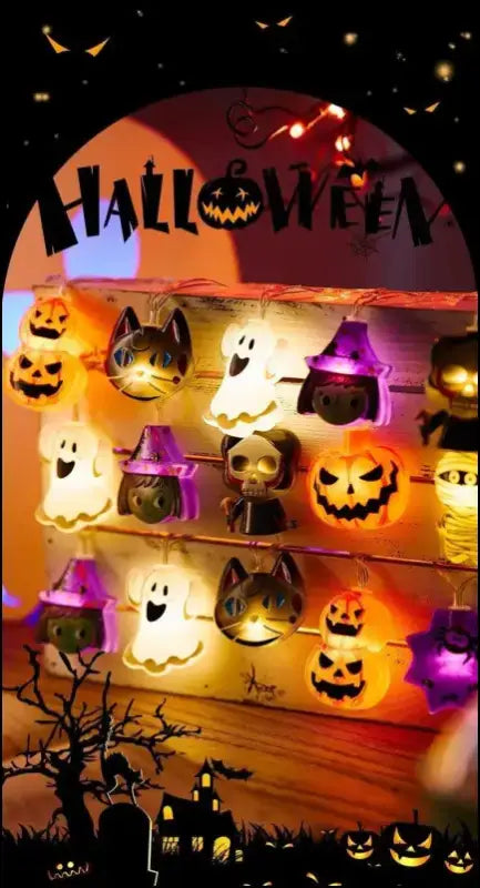 2024 Halloween LED String Lights | Ghost Pumpkin Cat & Spider Web Decor | Indoor Outdoor Party Decorations - Night Light