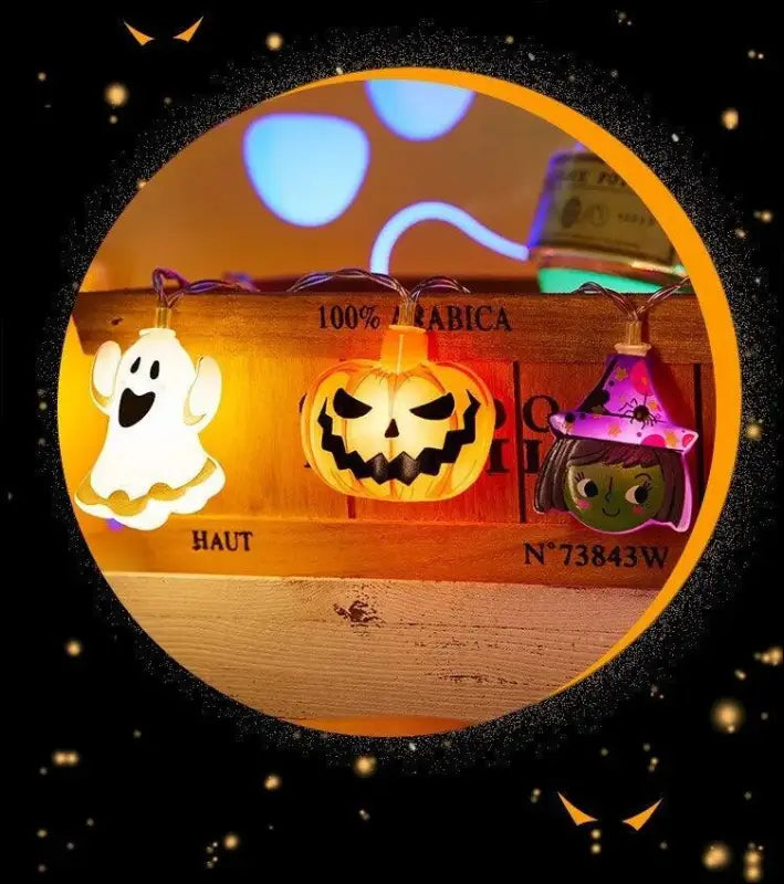 2024 Halloween LED String Lights | Ghost Pumpkin Cat & Spider Web Decor | Indoor Outdoor Party Decorations - Night Light