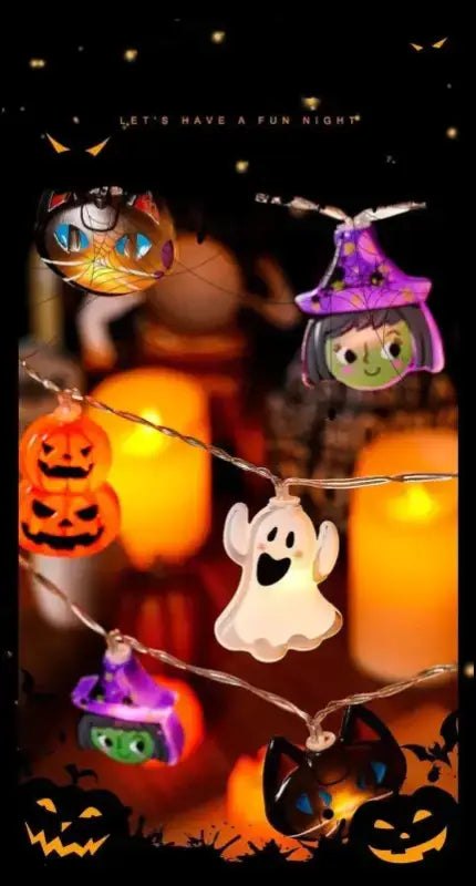 2024 Halloween LED String Lights | Ghost Pumpkin Cat & Spider Web Decor | Indoor Outdoor Party Decorations - Night Light