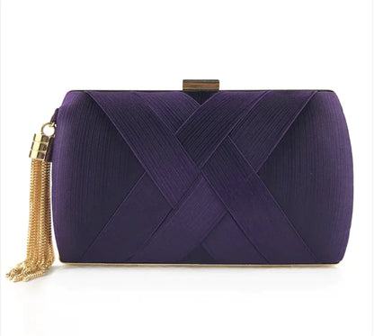 Satin Dinner Clutch with Stylish Tassel Design