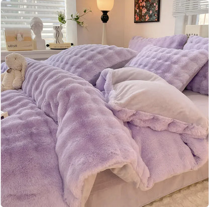 Plush Thermal Coral Fleece 4-Piece Bedding Set