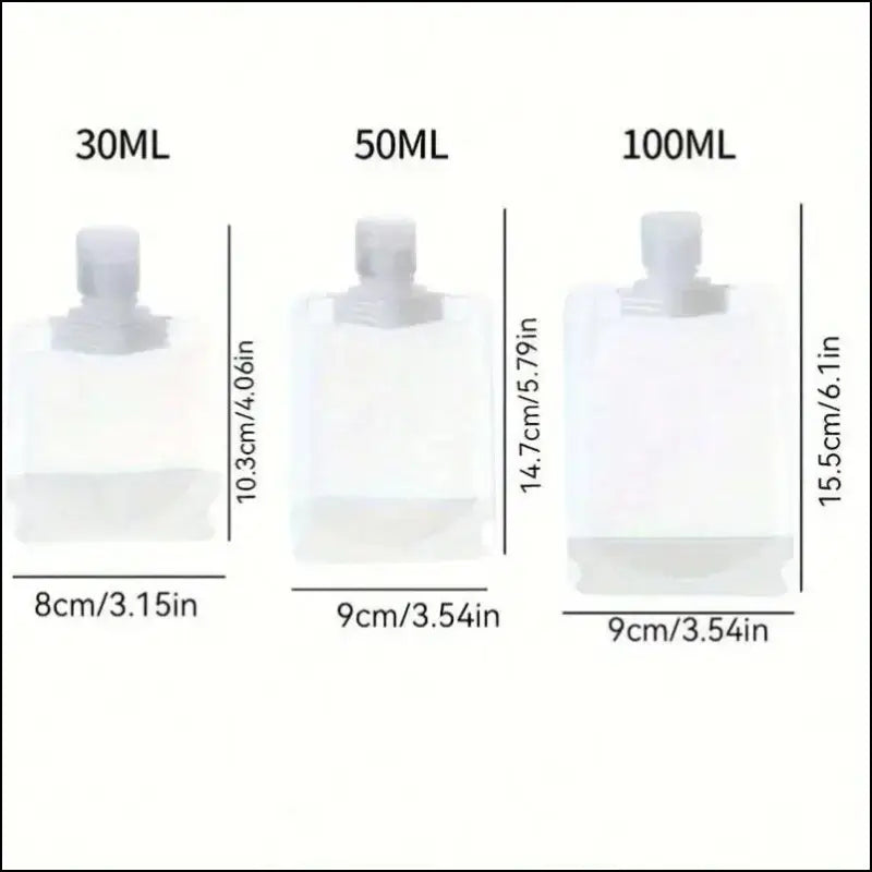 3/5/10 Pcs Portable Travel Liquid Cosmetic Packaging Bags - Refillable Lotion Dispenser Shampoo Reservoir (30/50/100 ml)