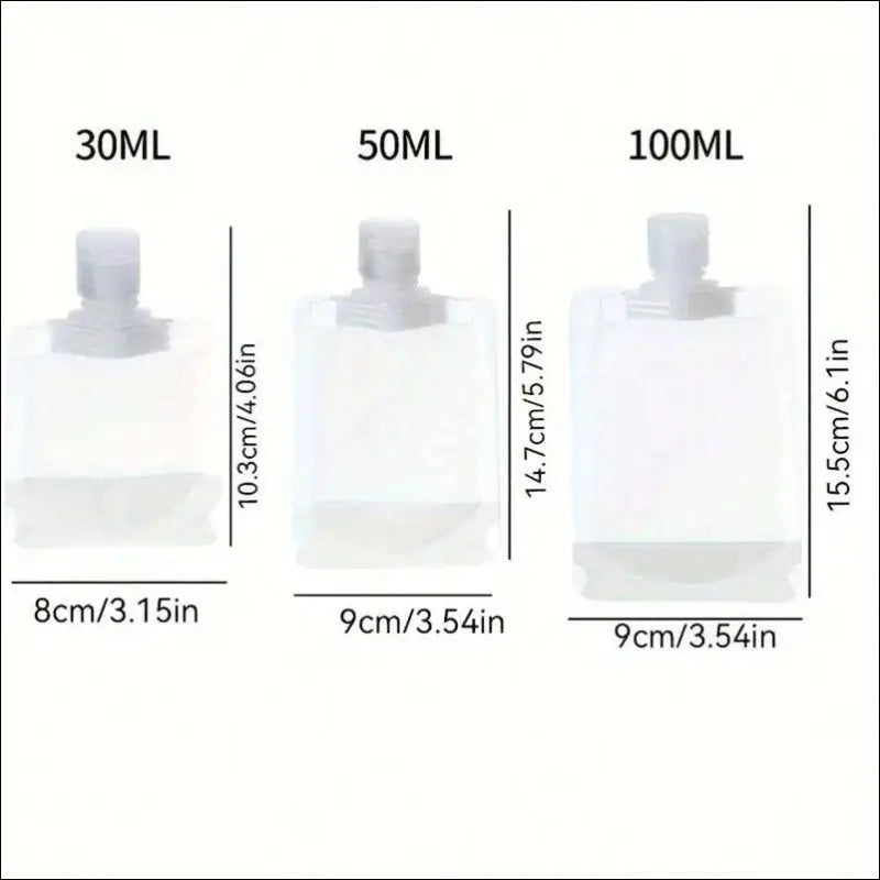 3/5/10 Pcs Portable Travel Liquid Cosmetic Packaging Bags - Refillable Lotion Dispenser Shampoo Reservoir (30/50/100 ml)