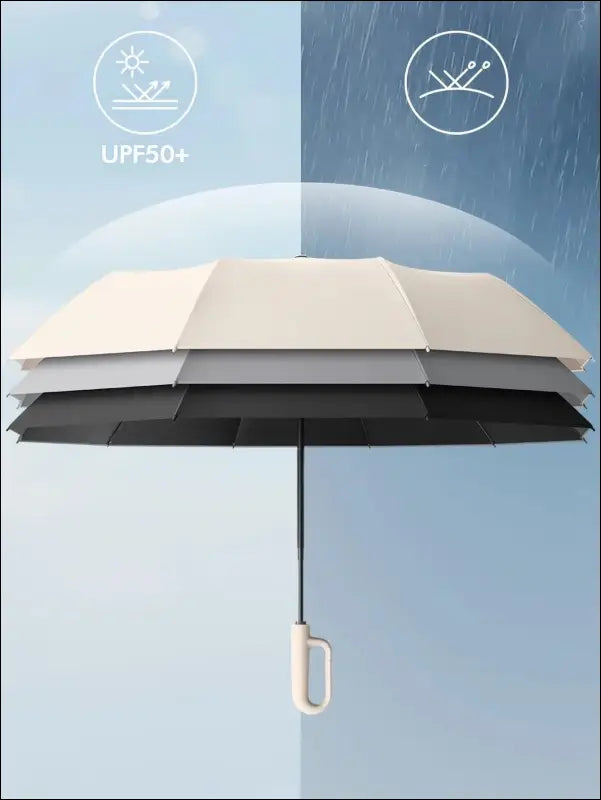 30 Bones Windproof 105CM Automatic Folding Umbrella for Men Reinforced Large Handle Water-Resistant Design