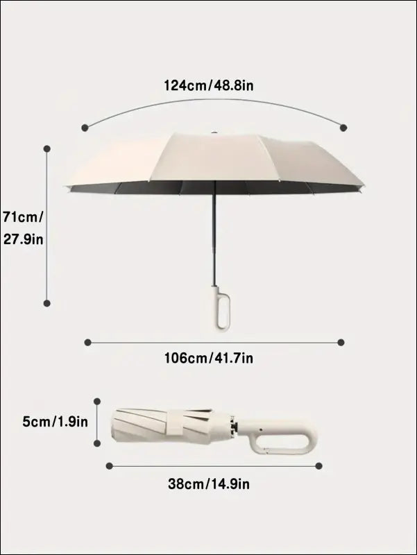 30 Bones Windproof 105CM Automatic Folding Umbrella for Men Reinforced Large Handle Water-Resistant Design