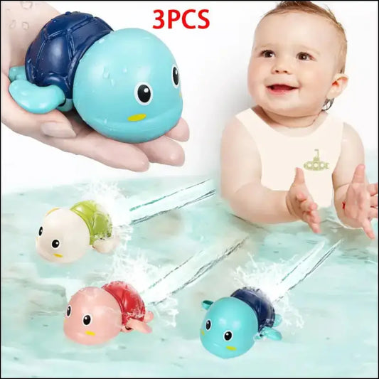 3PCS Baby Bath Toys Toddlers Bathing Cute Swimming Turtles Clockwork Play Water Wind-up for Kids Preschool Pool - 3pcs