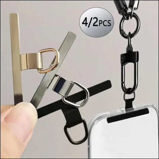 4/2PCS Ultra-thin Stainless Mobile Phone Lanyard Patch ears bent connector for a secure and convenient fit