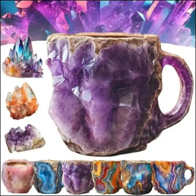 400ml Resin Mineral Crystal Coffee Mugs With Handles Elegant Fake Cup For Workplace Home Decor Christmas Gift Kitchen