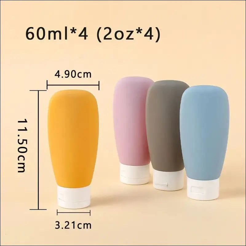 4Pcs 60ml Leak Proof Refillable Liquid Travel Containers - Toiletries Accessories for Shampoo & Lotion - Plastic