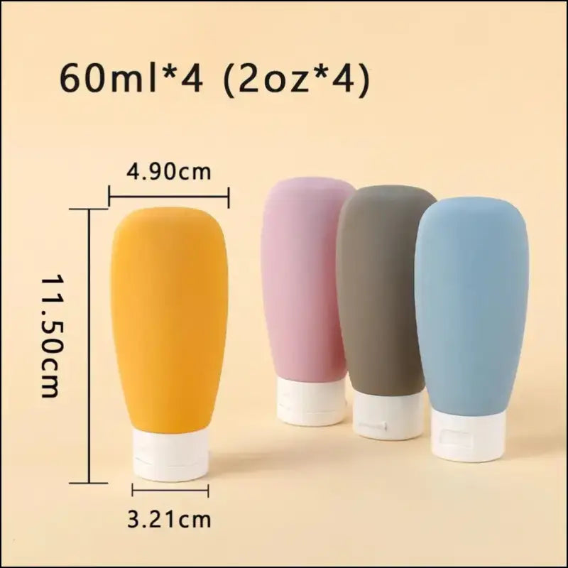 4Pcs 60ml Leak Proof Refillable Liquid Travel Containers - Toiletries Accessories for Shampoo & Lotion - Plastic