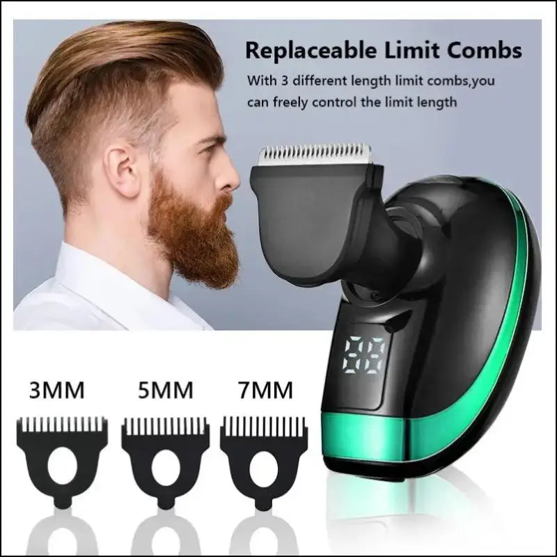 5-in-1 4D Rechargeable Bald Head Electric Shaver for Men - 5 Floating Heads Beard Nose Ear Hair Trimmer Razor