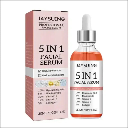 5-in-1 Face Serum: Fade Fine Lines Firming Brightening Moisturizing with Vitamin C & Hyaluronic Acid - Shrink Pores