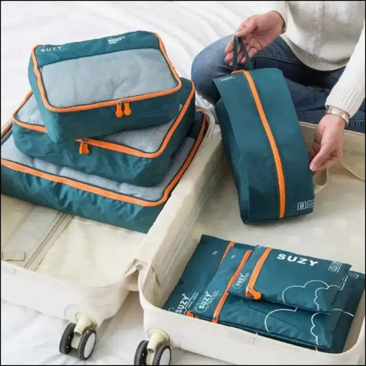 7/6 Pieces Travel Organizer Set - Portable Luggage Storage Bags for Suitcase Clothes Shoes and Packing Pouch Cases