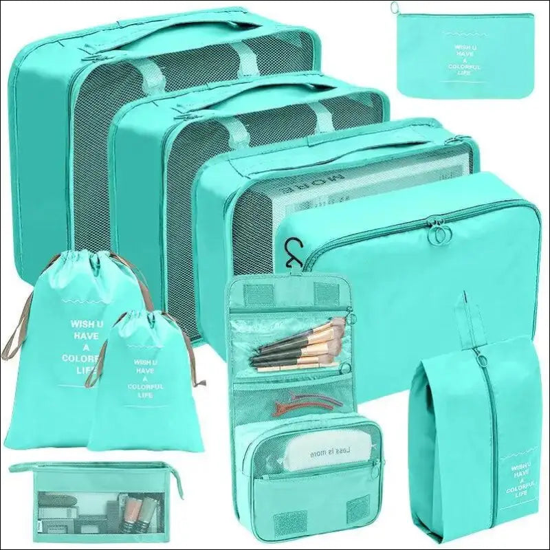 7/8/9/10 Pcs Travel Organizer Packing Cubes Set - Portable Luggage Storage Bags for Clothes Shoes & Accessories