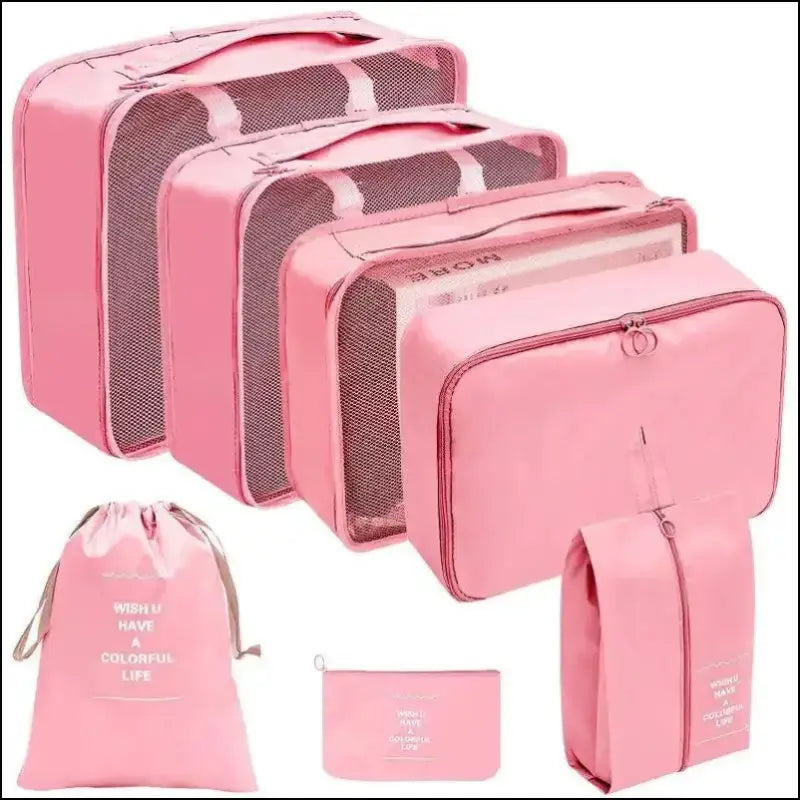 7/8/9/10 Pcs Travel Organizer Packing Cubes Set - Portable Luggage Storage Bags for Clothes Shoes & Accessories - 7pcs