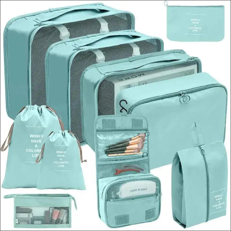 7/8/9/10 Pcs Travel Organizer Packing Cubes Set - Portable Luggage Storage Bags for Clothes Shoes & Accessories