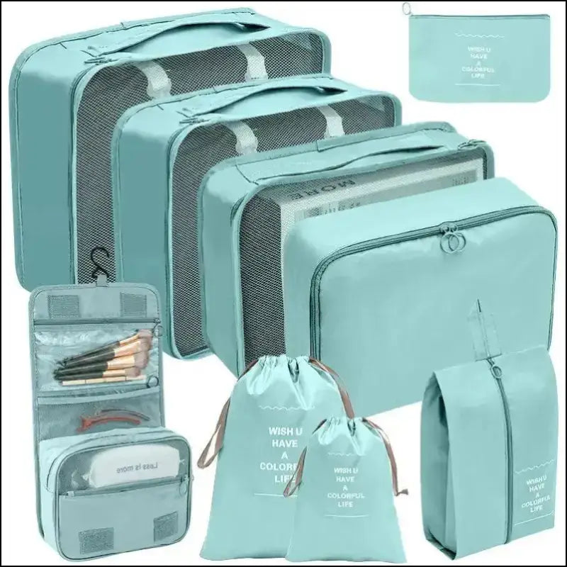 7/8/9/10 Pcs Travel Organizer Packing Cubes Set - Portable Luggage Storage Bags for Clothes Shoes & Accessories