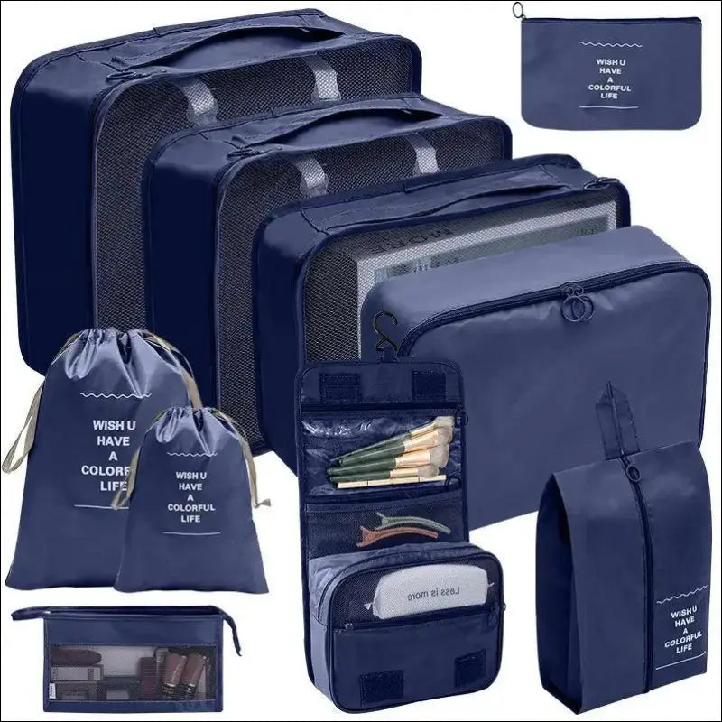 7/8/9/10 Pcs Travel Organizer Packing Cubes Set - Portable Luggage Storage Bags for Clothes Shoes & Accessories