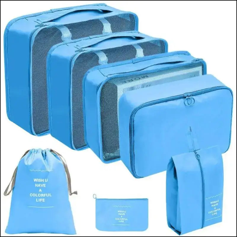 7/8/9/10 Pcs Travel Organizer Packing Cubes Set - Portable Luggage Storage Bags for Clothes Shoes & Accessories